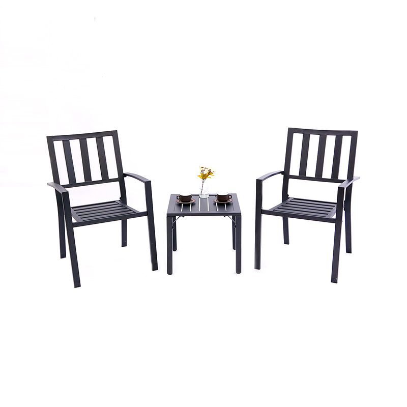 Open-air balcony simple striped outdoor table and chairs three-piece set