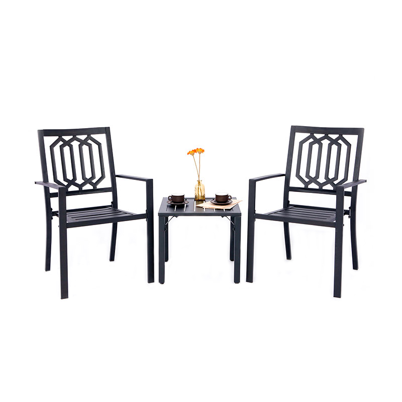 Modern villa garden terrace wrought iron three-piece dining table and chair combination