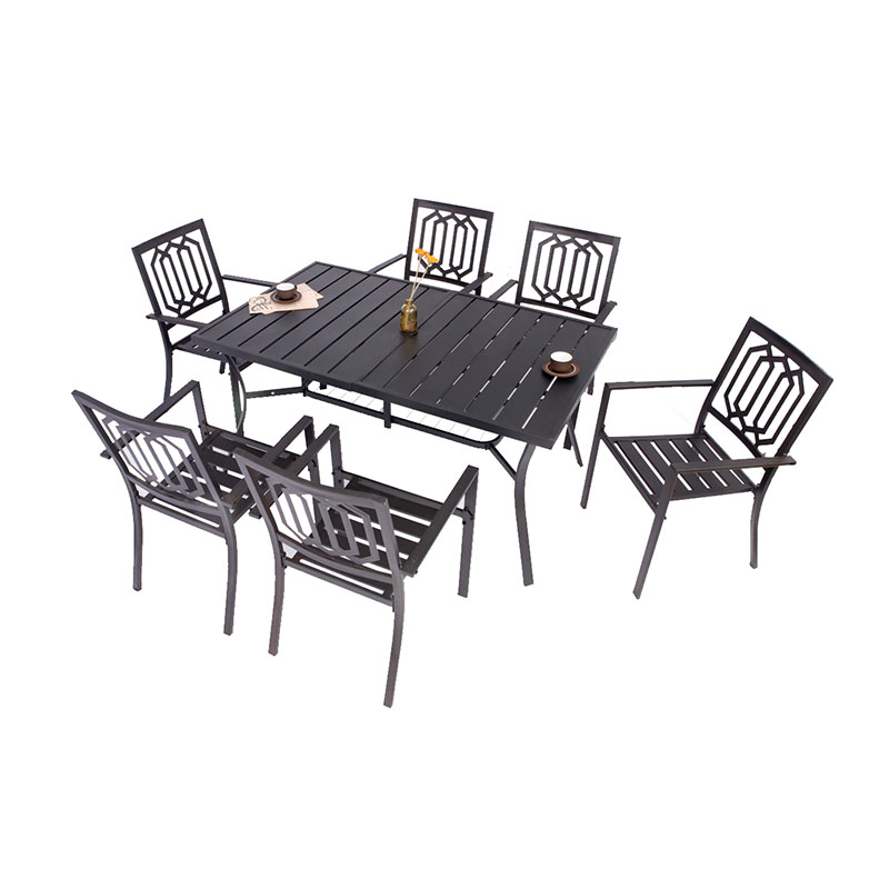 Waterproof and non-slip villa garden furniture iron seven-piece dining table and chair combination